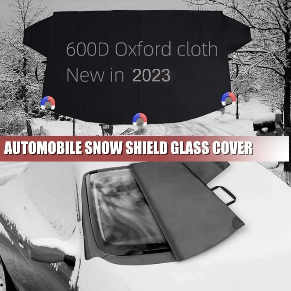 600D Oxford Fabric Car Windshield Cover Front/Rear with Magnetic Edge Car Snow Shield Waterproof Black Frost Protection Cover