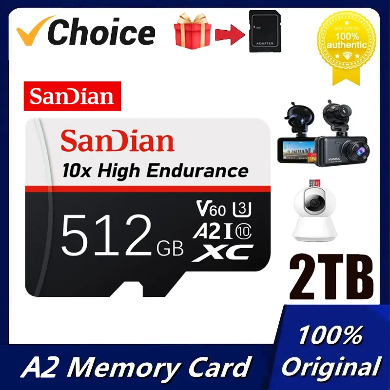 100% Original SanDian Micro TF SD Card Class 10 TF Card 512G 1TB 2TB Memory Card Up To 140MB/s For Phone Tablet Flash Card 256GB