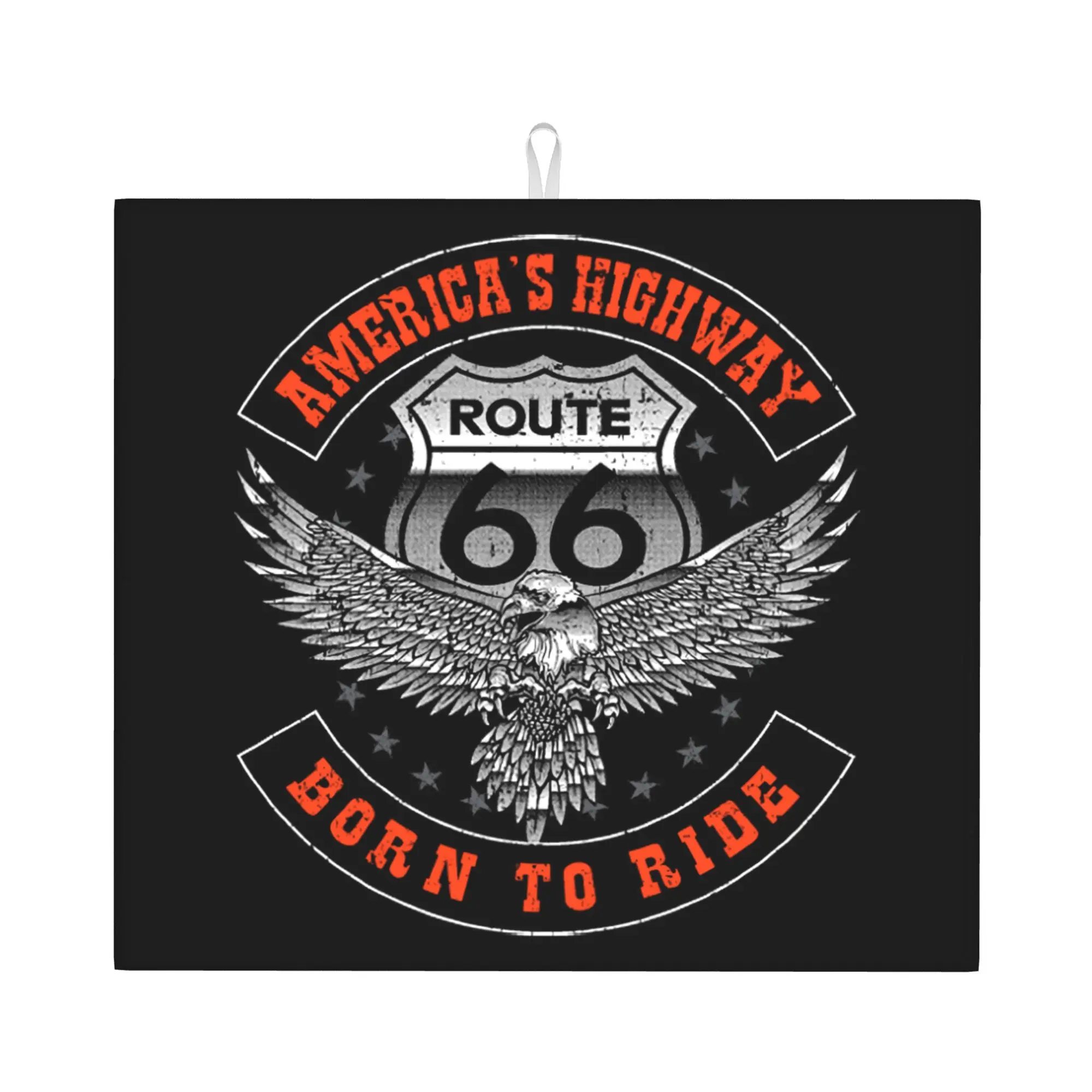 Ride The Route 66 Non‑Slip Waterproof Absorbent Barware Tableware Biker Motorcycle Cruise America Highway Mat For Kitchen
