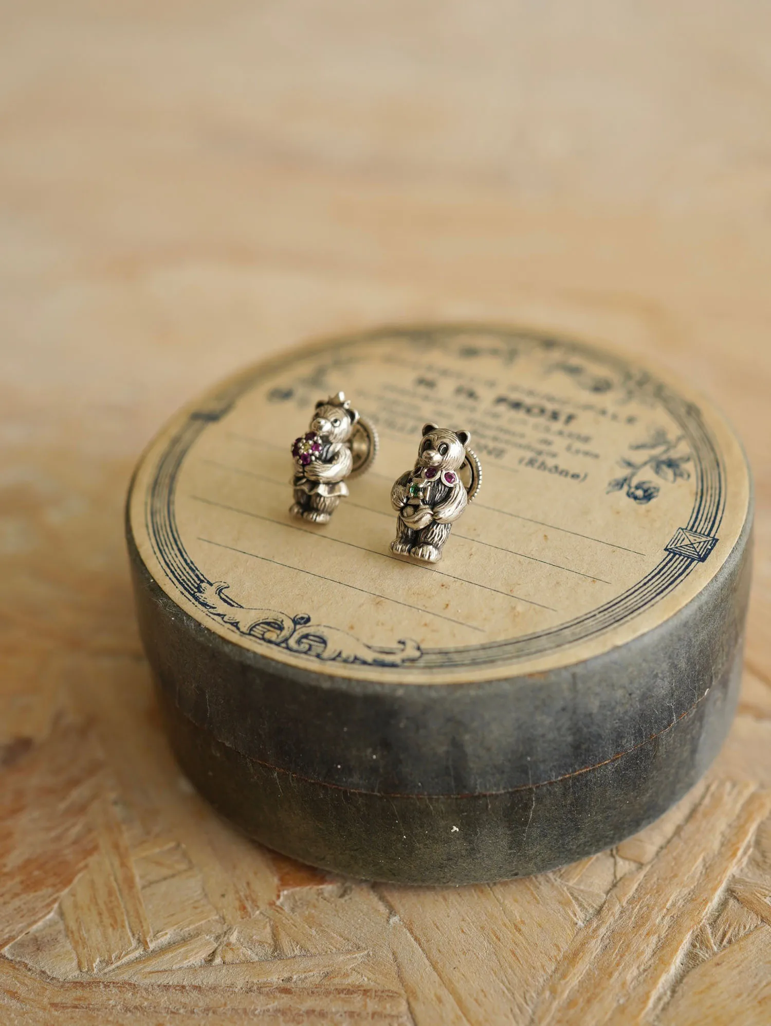Original Design 925 Sterling Silver Bear Planet Flower Bouquet Stud Earrings Vintage Childhood Fun Sleep Lotus Eternal Ear Je... - view 2