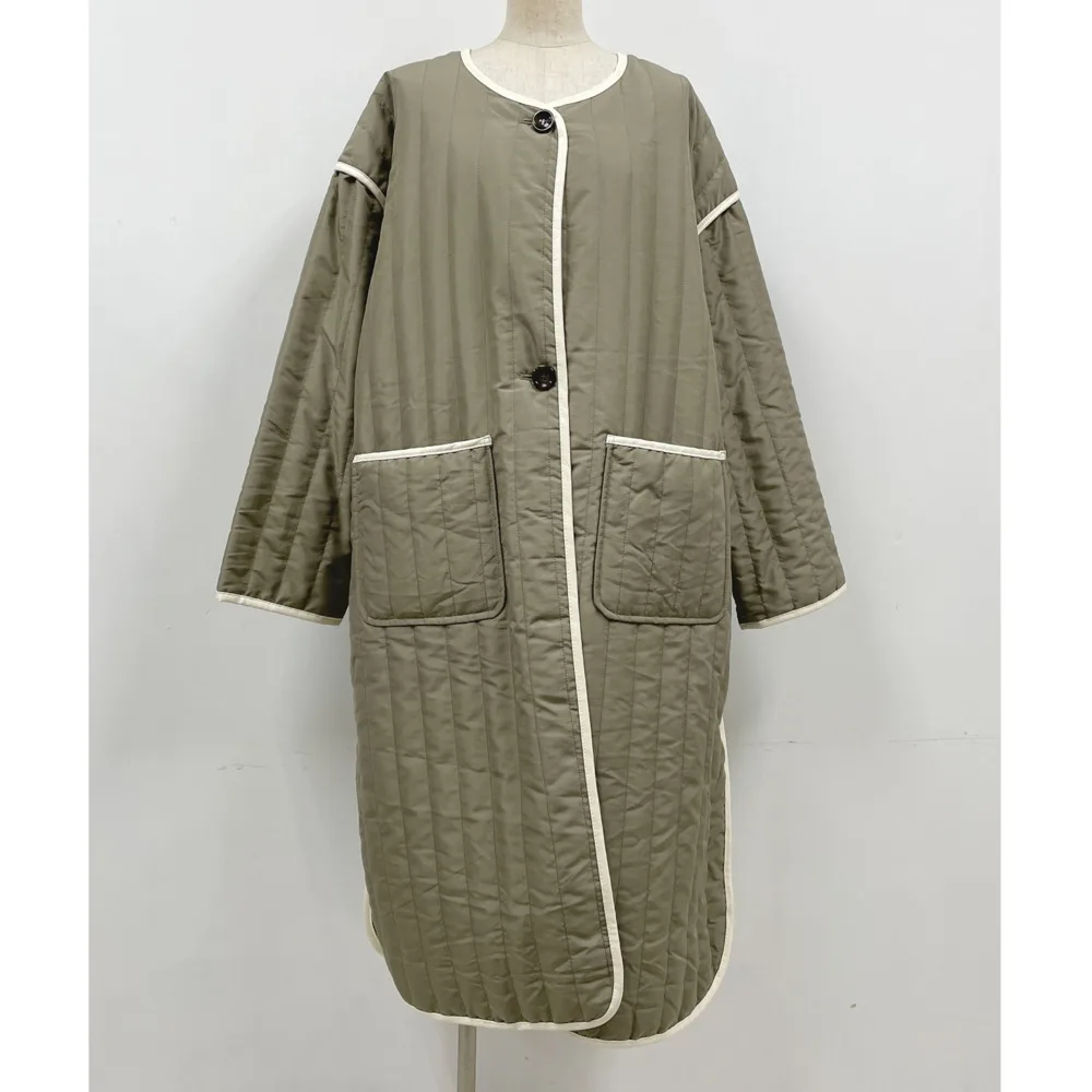 Outono longo casaco acolchoado moda sólida estilo coreano único breasted oversized fino casacos de inverno feminino jaqueta casual casacos