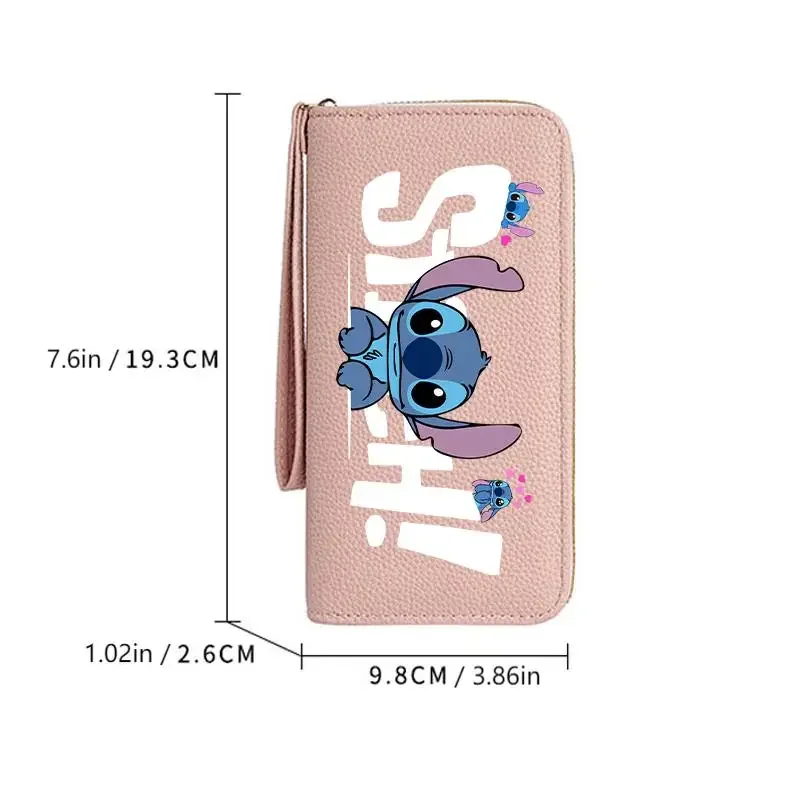 

1 PC Glitter Stitch Zip Wallet, Cartoon PU Wristlet Long Clutch Purse, Large Capacity Phone Holder, Gift for Girls Women