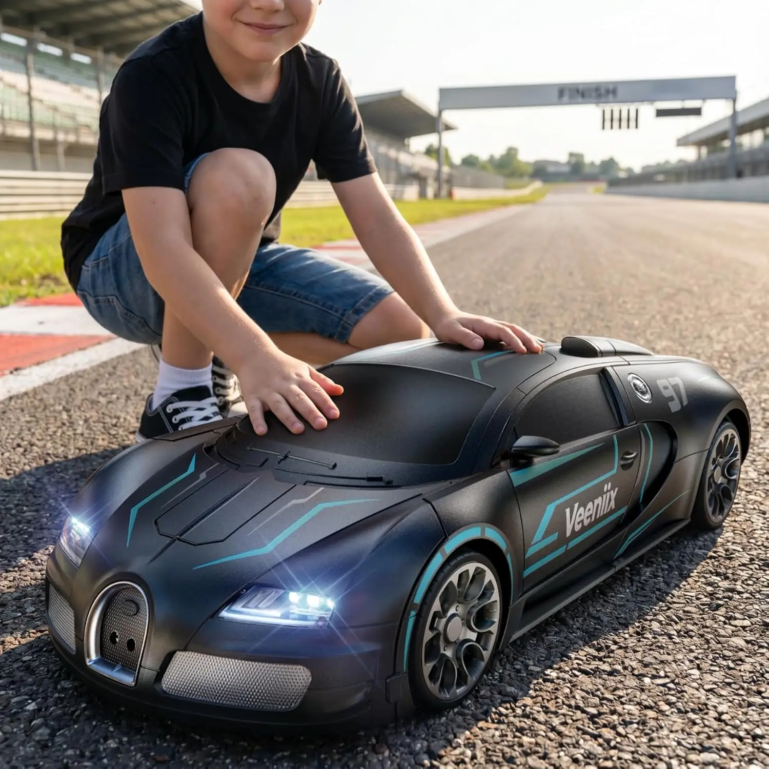 

Veeniix V991 1:10 Large Transform Remote Control Car, 2-in-1 RC Robot Toy Car with One-Button Deformation & Gesture Sensing, Coo