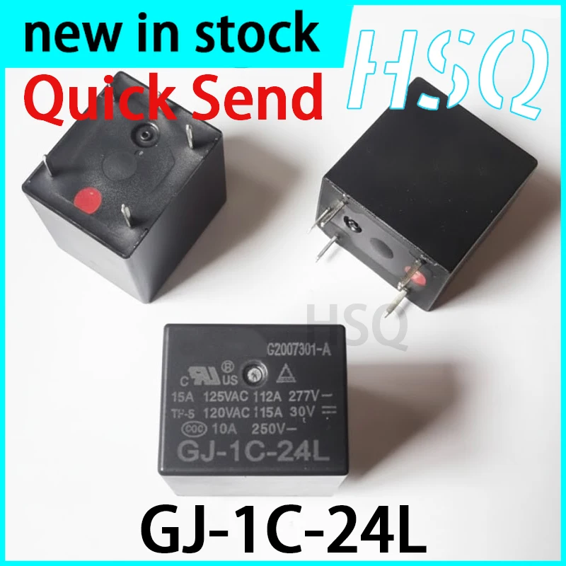 5PCS New  GJ-1C-24L 5-pin 15A Conversion Relay Set