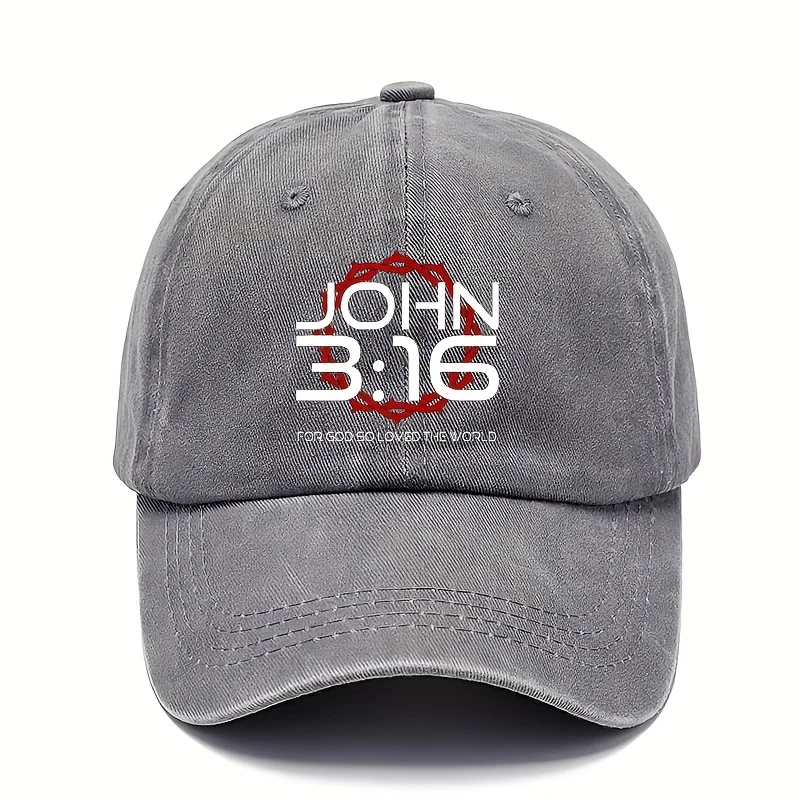 [Inspirational Baseball Cap] 1pc John 3:16 Inspirational Quote Printed Baseball Cap | Unisex Adjustable Sun Hat