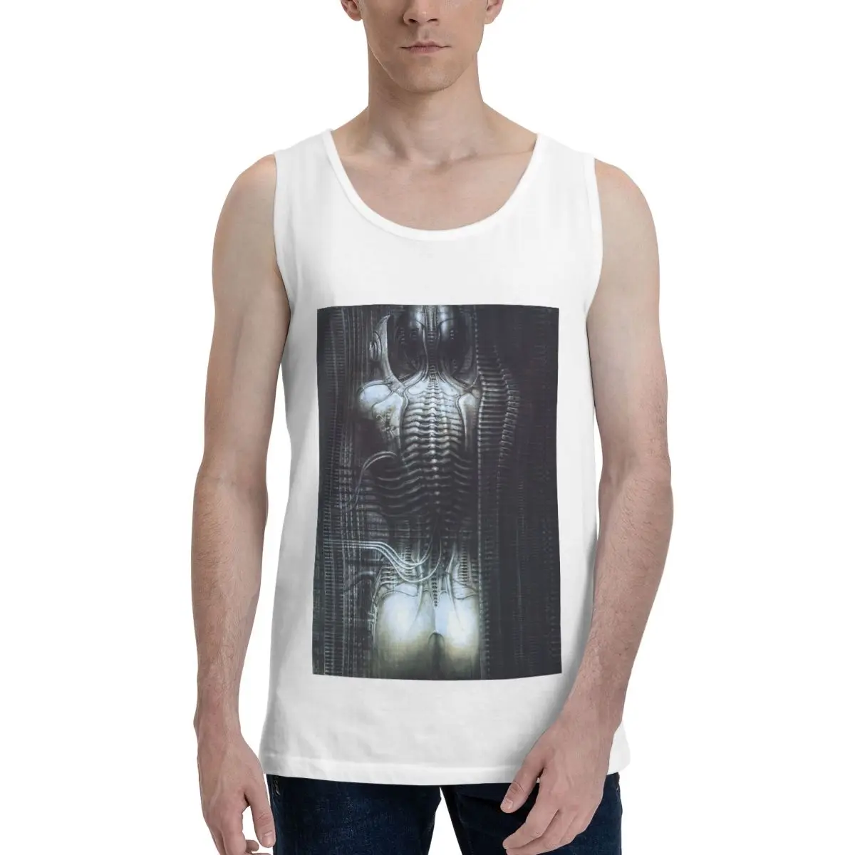 New York City Vi Torso H R Giger 100% Cotton Men's Sweatshirt Vest Sleeveless Clothing Tees Men Tank Tops T-shirt