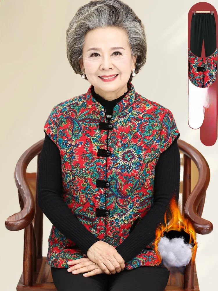 

Осень-зима, хлопковый жилет, верхняя одежда для женщин, модный традиционный китайский костюм Тан, теплый удобный свободный костюм...