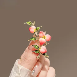 Cute Colorful Peach Brooch for Women Fashion Sweet Enamel Pin Flower Lapel Pin Casual Weddings Clothes Jewelry Gift