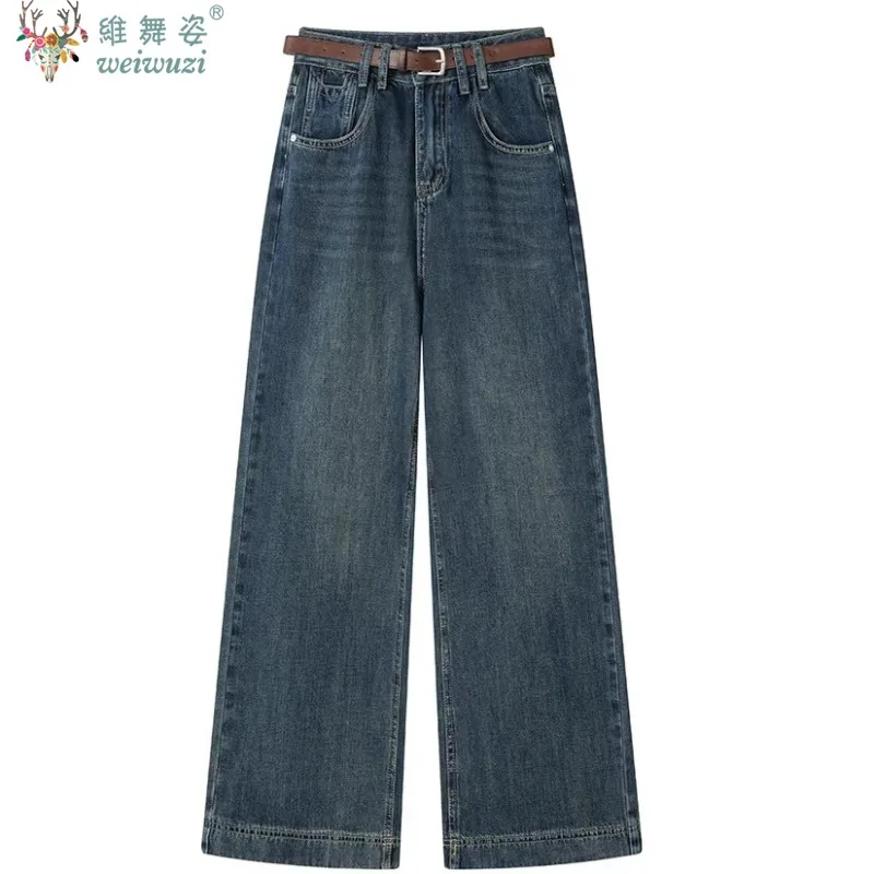 

New Fashion Long Jeans Female Wide Leg High Waist Straight Cut Pants Retro Spring Design Slim Hip Hop Leisure Streetwear Comfort