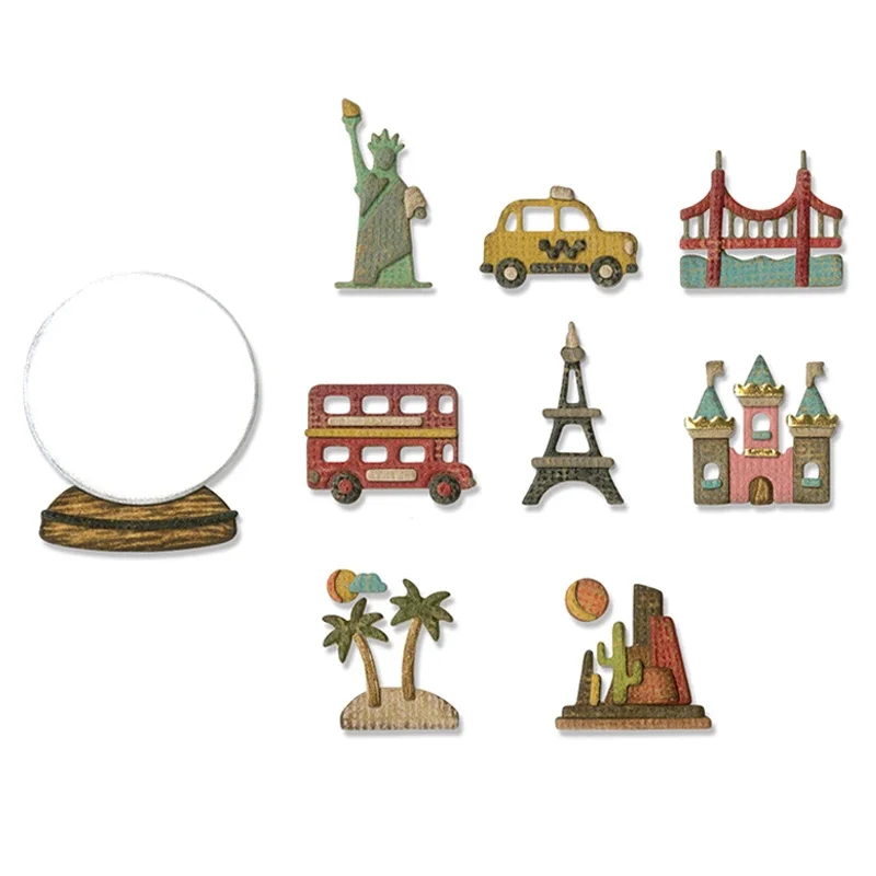 2023 New Attractions Building Metal Cutting Dies and Paris Eiffel Tower Die Cut Scrapbooking For Craft Card Making No Stamps Set