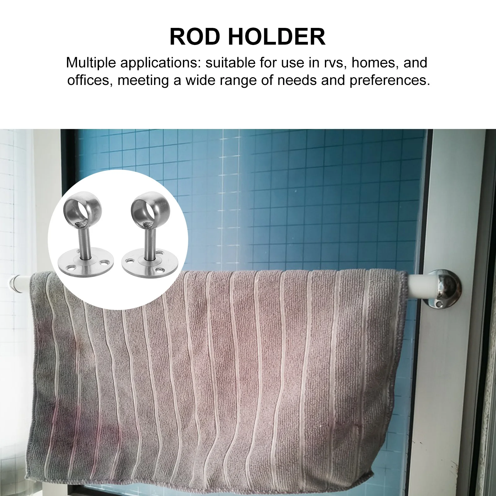 

2Pcs Stainless Steel Curtain Rod End Caps Wardrobe Shower Rods Modern Sleek Design Easy Installation Home Office Rv