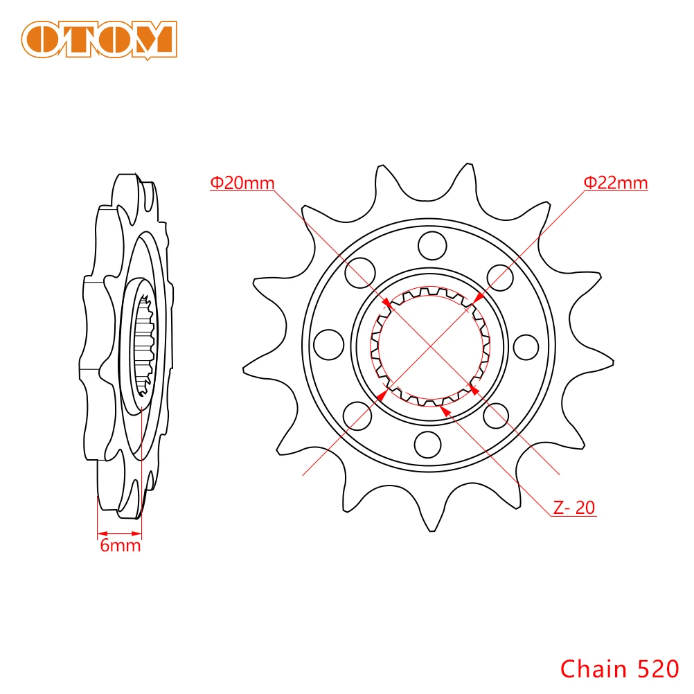 OTOM Front Chain Sprocket 13T Motorcycle Dirt Bike Motocross For YAMAHA YZF Exclusive Forged Fit YZ125 YZ250F YZ250FX WR250F