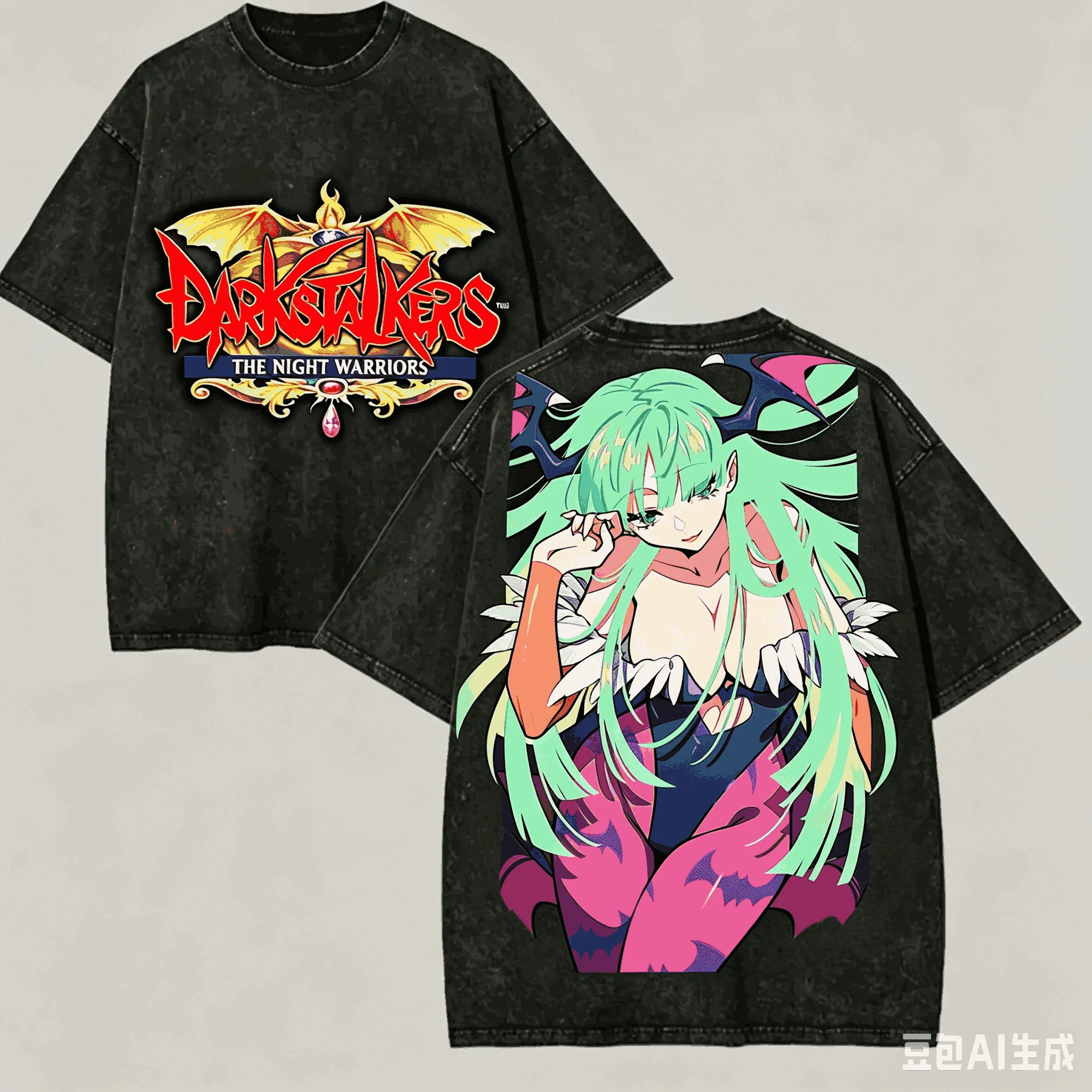 Morrigan Aensland Washed T-shirt Anime Lover Harajuku New Model Oversized Vintage Loose Streetwear Unisex hot product tee soft