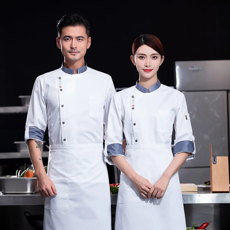 Chef Uniform Spring and Autumn Long Sleeve Adjustable Sleeve Workwear Kitchen Kitchen Dining Hotel Chinese and Western Food Cant