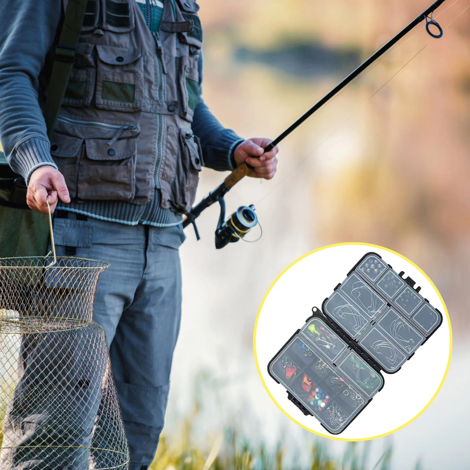 

Portable Fishing Tackle Box Fish Hook Lead Pendant Accessories Organizer Box Waterproof Fishing Gears Storage Box Fishing Tools