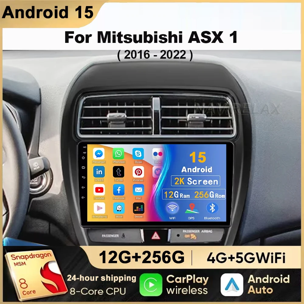 

Для Mitsubishi ASX 1 2016 2017 2018 2019 2020-2022 навигационная головка Android 15 Unit BT мультимедийный Viedo Player 5G WIFI автомобильное радио