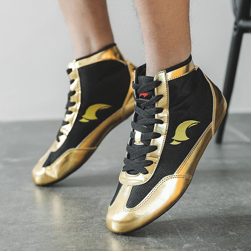 HONGGANG Black Golden Color Sambo Boots Size 35-45 Men Women Comfortable Wrestling Shoes Women Classic Anti Slip Boxing Boots