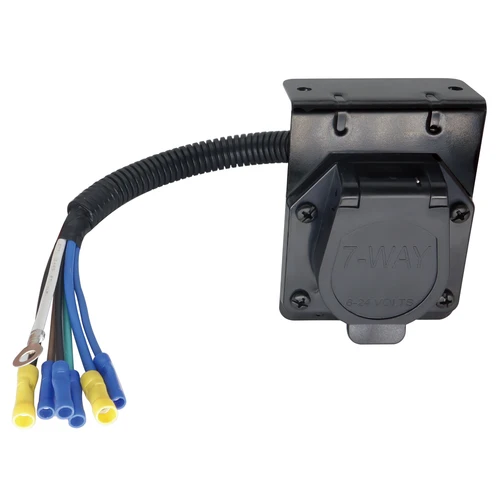 Imagen 2 del producto Accesorios universales, conector de remolque de hoja estilo RV de 7 pines y 7 vías, arnés de cableado, soporte de montaje, conector de cable de camión