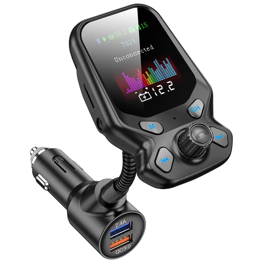 

Bluetooth-compatible 5.0 Transmitter Handsfree AUX Audio Wireless Car MP3 Player Quick Charge QC3.0 Car Charger Car Kit