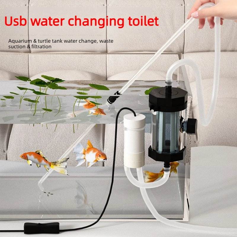 USB DC5V Aquarium Water Changer Pump 280 Motor Automatic FishTurtle Tank Cleaning Siphon Pump FishPoop Cleaner Water Change Tool