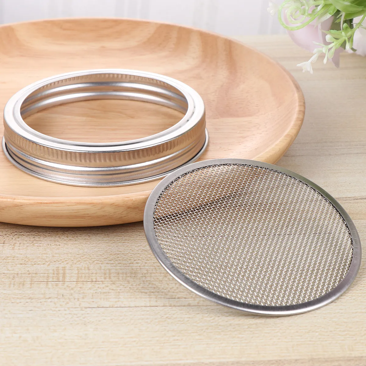 

2 комплекта крышек-сеток из нержавеющей стали для банок с широким горлом, для проращивания органических брокколи, чечевицы, бобов
