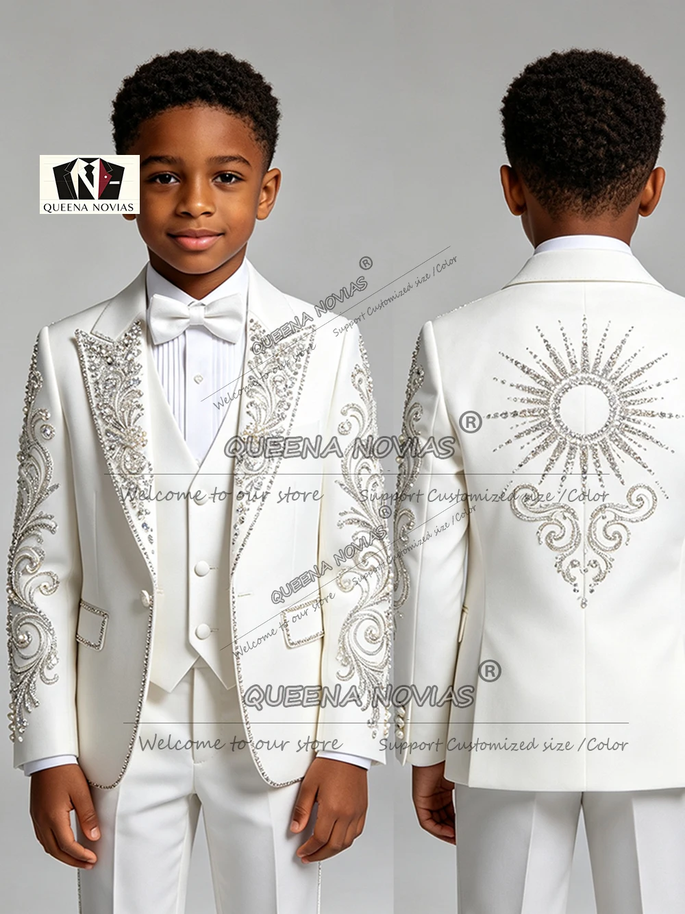 Luxury Beadwork Sequin Boy's Suit Versatile Multi Occasion Single Breasted Child Wedding Tuxedo Customized Kids Party Clothing