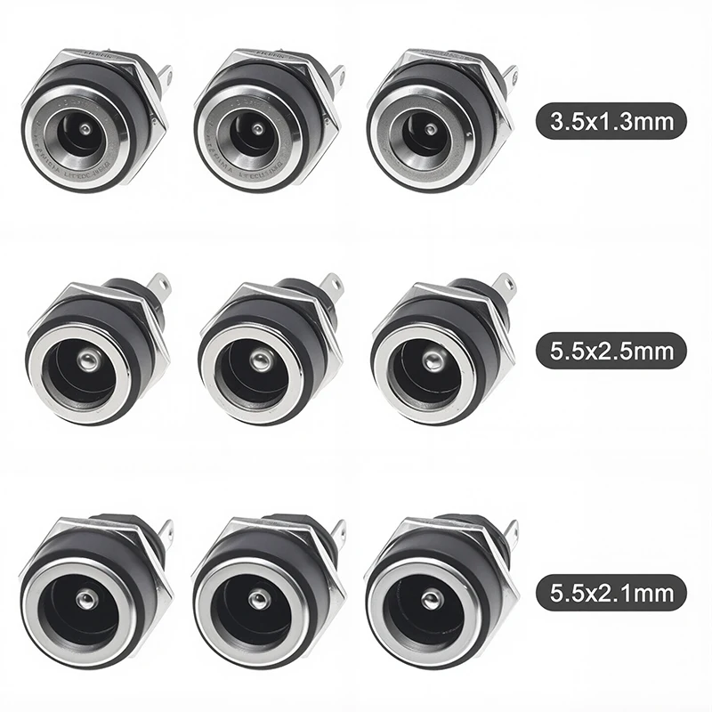 10/50PCS 5/10Pcs DC Power Supply Jack Socket Female Panel Mount Connector 5.5 2.1mm Plug Adapter 5.5x2.1 DC-022B
