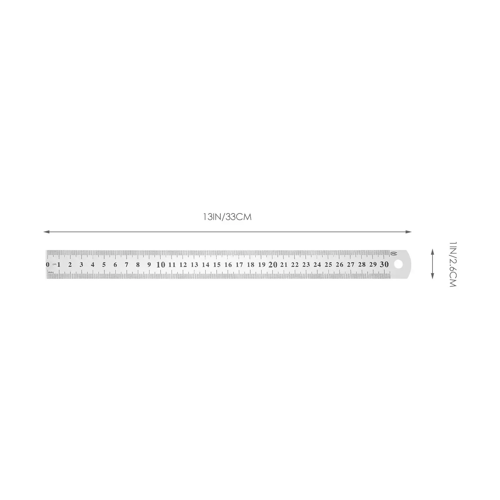 Thickened Stainless Steel Ruler Kitchen Straight Edge for Binder Rulers School Scale
