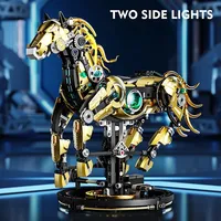 Mechanical Horse DIY Building Blocks MOC Model Creative Technical Bricks STEM Educational Toy Kit for Adults Kids Gift