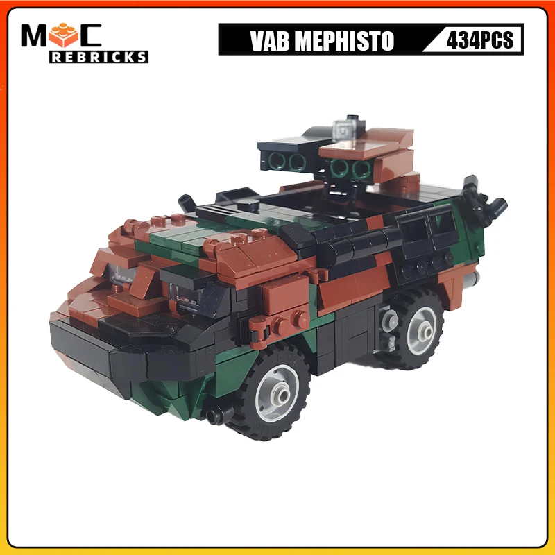 

French Anti-tank Armoured Fighting Vehicle VAB HOT Military Battle Tank MOC Building Block Assembly Weapon Model Kids Bricks Toy