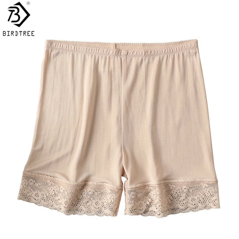 

Шорты-трусы Birdtree из 100% натурального шелка, женские, кружевные, однотонные, защитные от просвечивания, 2026 New P62330JF