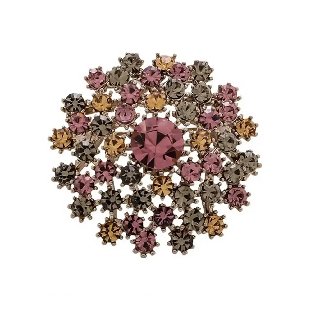 Skin-friendly Brooch Pin Women Brooch with Sparkling Colorful Rhinestones Dandelion Design Lapel Pin Sweater Scarf for Clothing