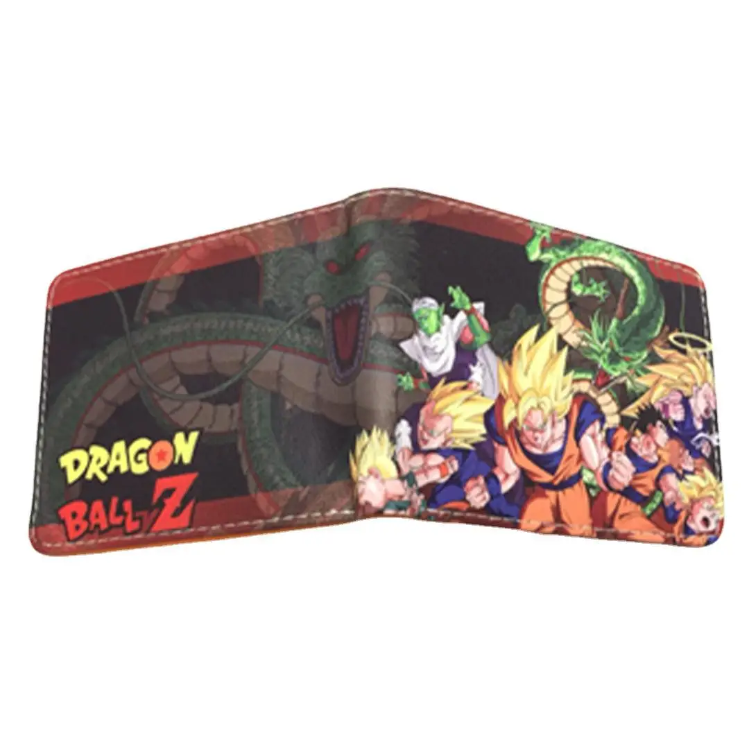 Cartera de PU de dibujos animados de Super Saiyan Anime Dragon Ball, monedero plegable Simple creativo, tarjeta multifuncional, regalo para niños