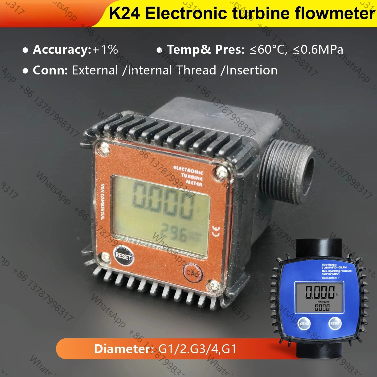 K24 Digital Fuel Flow Meter 1/2
