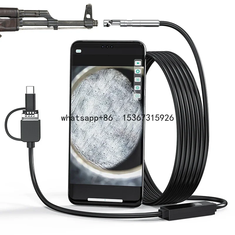 G101 3 IN 1 (Micro USB & USB & Type-C) Industrial Endoscope Camera IP67 5mm 2.5M IP67 Portable Soft Cable Borescope Camera