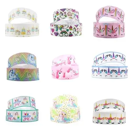 5 Yards Multi Size Unicorn Rainbow Printed Grosgrain Ribbon DIY Hair Bow Sewing Material Supplies Cartoon Ribbon,5Yc3915