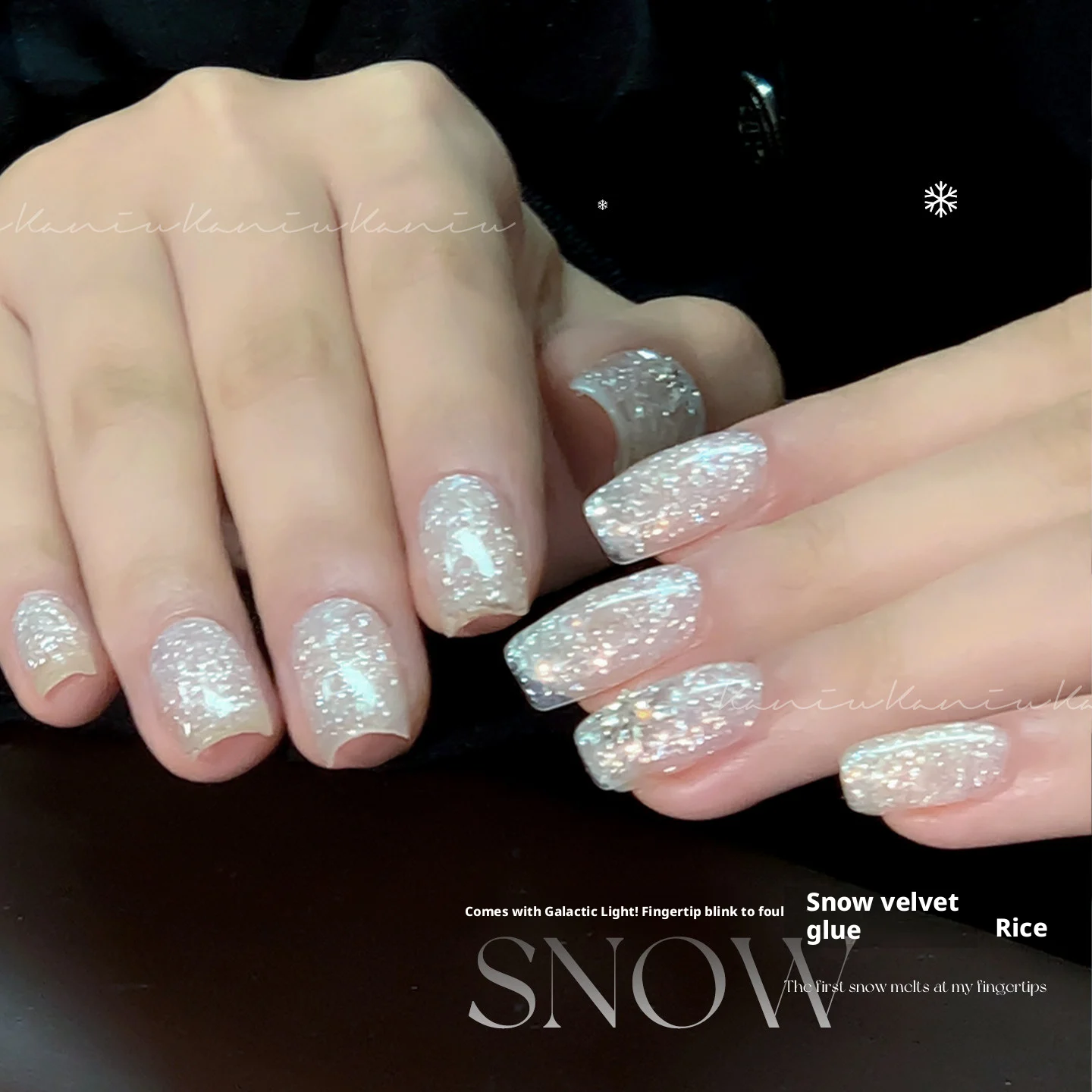 KANIU White Glitter Gel Nail Polish And Powder Snowflakes Top Coat Gel Nail Polish Glue Winter Whitening Christmas Fine Shine