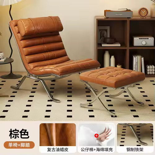 Single Sofa Chair Minimalist Light Luxury Living Room Middle-aged Style High-end Designer Sofa Chair Lazy Leisure Recliner - Image 9