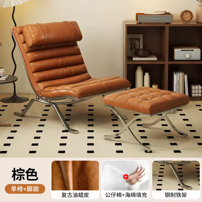 Single Sofa Chair Minimalist Light Luxury Living Room Middle-aged Style High-end Designer Sofa Chair Lazy Leisure Recliner - Image 9