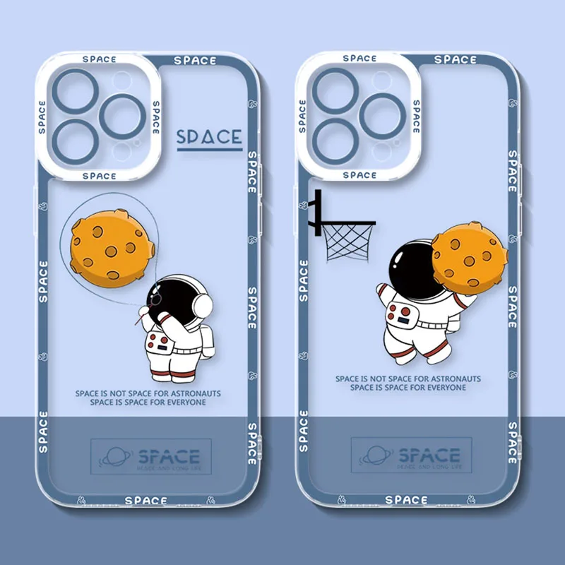 Cute Astronaut Case For Xiaomi Redmi Note 12 4G 5G Turbo 11 Pro Plus 12S 11S 10S 9S 10 8 7 6 9 10C K60 K60E Soft Silicone Cover image 3