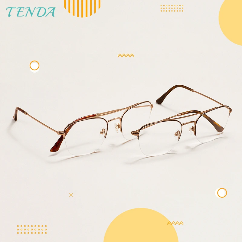 

Metal Men And Women Square Half Rim Medium Fashion And Colourful Optical Spectacles For Prescription Lenses Myopia Reading