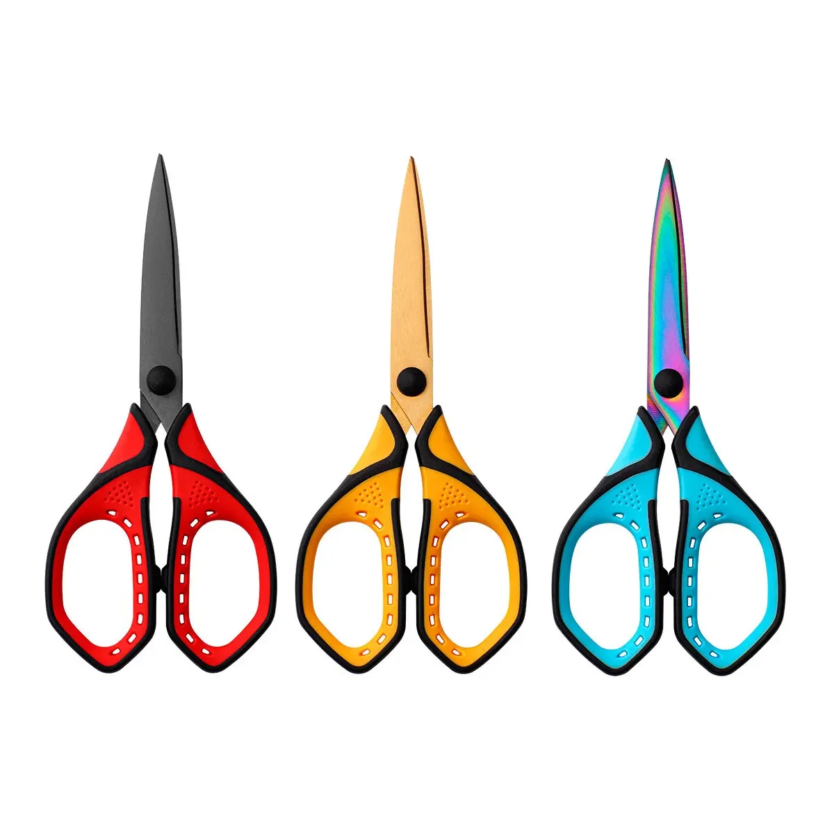 Non-Slip Office Scissors Art Students DIY Stationery Blacken Rust Proof Paper Cutting Cloth Black Gold Color Titanium