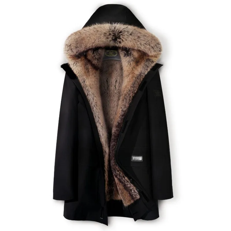 Outerwear This Is A Mid-length Stylish and Warm Fur Coat with A Detachable Thickened Inner Liner for Men in The New Winter Style