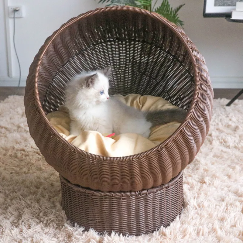 

Four Seasons Universal Semi-enclosed Pet Kennel Cat Hammock Woven Warm Cat Nest Villa Cat Cage Rattan Kennel