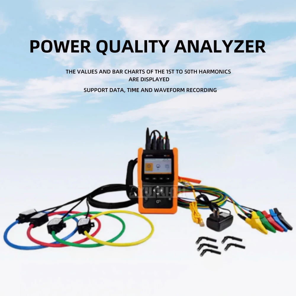 Power Quality Analyzer, Industrial Handheld, Three-Phase Power Harmonic Energy Monitoring Waveform Recorder