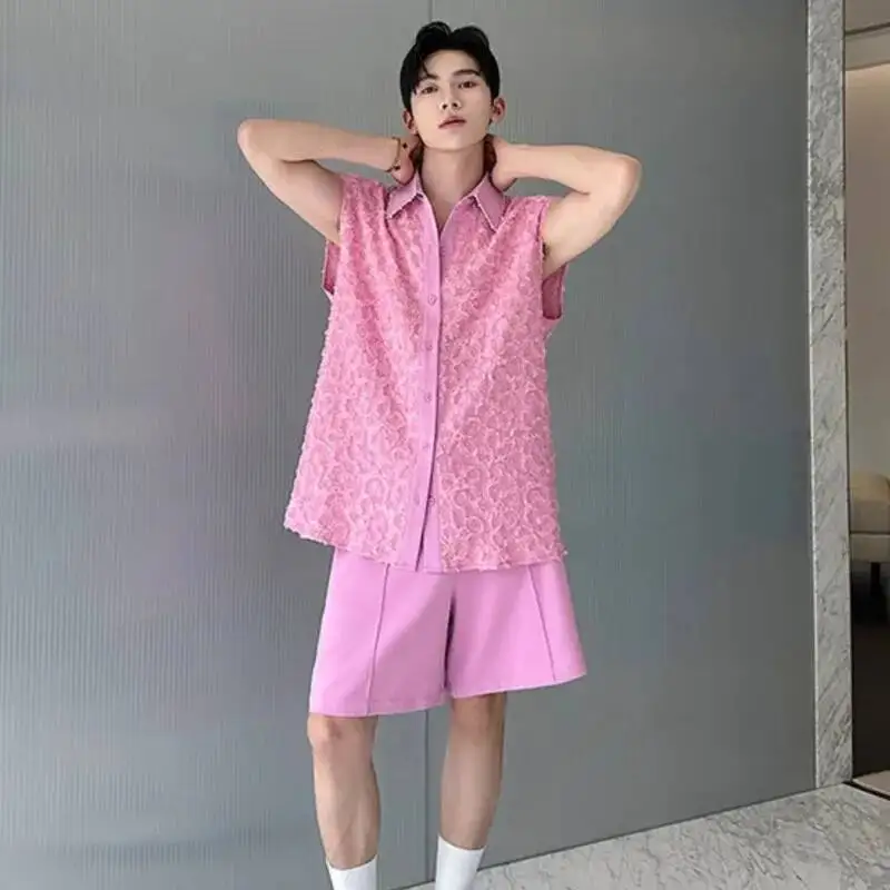 LUZHEN Tank Three-dimensional Patchwork Design Sleeveless 2025 Tops Summer Men's Elegant Handsome Shorts Two-piece Sets JY7065 - view 4