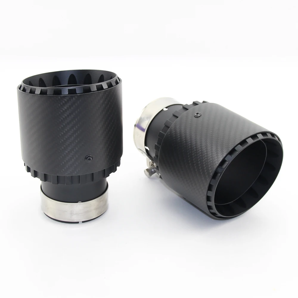 Automobile Universal Carbon Fibre Tail Throat Aluminium Alloy Silencer Black Wheel Single Out Twill Matte Exhaust Nozzle Tip