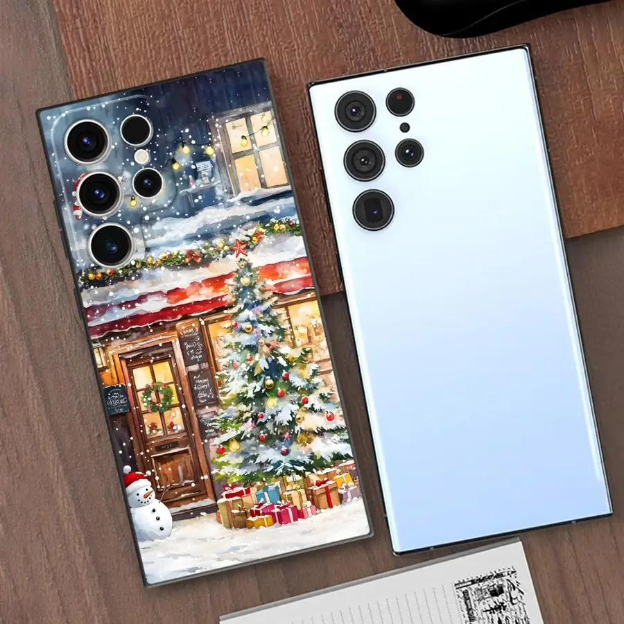 حافظة لهاتف سامسونج جالاكسي S24 Plus S20 S21 FE S25 Edge S23 Ultra Christmas Cartoon Candy