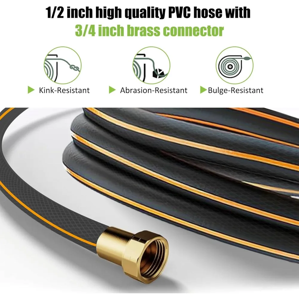 Gulungan Selang Taman yang Dapat Ditarik, Selang Taman 65 kaki x 1/2 inci dengan Sistem Pengembalian Otomatis, Selang Air yang Dapat Ditarik dengan 180 ° Putar