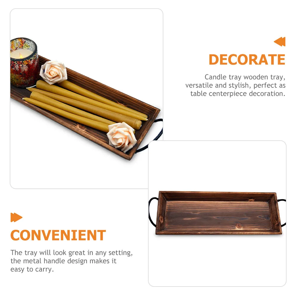 Wooden Rectangle Tray for Pillar Tea Light Candles Rustic Farmhouse Decor Table Centerpiece Wedding Party Home Dining